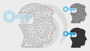 Intellect Key Vector Mesh Wire Frame Model and Triangle Mosaic Icon