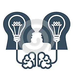 Intellectual property and ideas - head with light bulb