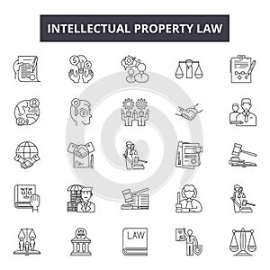 Intellectual property law line icons, signs, vector set, linear concept, outline illustration