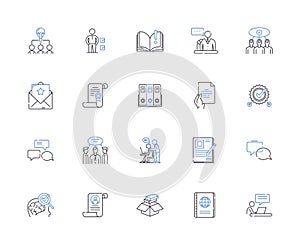 Intellectual property outline icons collection. Copyrights, Patents, Trademarks, Licensing, Royalties, Trade Secrets