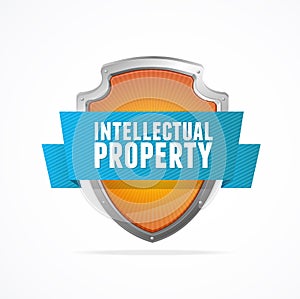 Intellectual property Protect shield on white