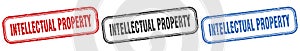 intellectual property square isolated sign set. intellectual property stamp.