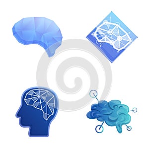 Intelligence concept icons set cartoon vector. Symbolic circuitry in human brain