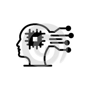 Black solid icon for Intelligence, wisdom and brain photo