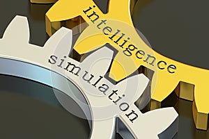 Intelligence simulation concept on the gearwheels, 3D rendering