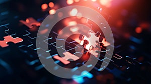 Intelligent Algorithm Solving Puzzle with Falling Pieces representing problem solving innovation technology connection and