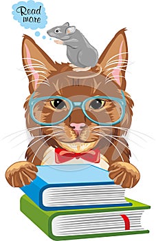 Intelligent cat and mouse with books. Read more