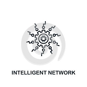 Intelligent Network line icon. Thin style element from future technology collection. Outline Intelligent Network icon for web