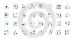 Intelligent populace linear icons set. Educated, Knowledgeable, Astute, Cogent, Insightful, Experienced, Enlightened