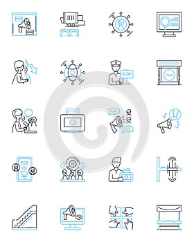 Intelligent populace linear icons set. Educated, Knowledgeable, Astute, Cogent, Insightful, Experienced, Enlightened