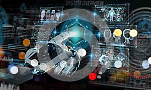 Intelligent robot machine using digital screens interface 3D rendering