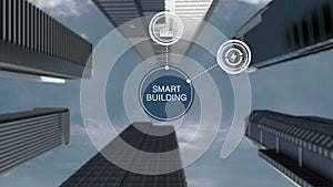 Intelligent Smart building and information graphic icon, energy saving, Making steel frame and construction building.1.