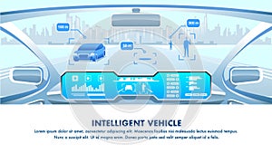 Intelligent Vehicle Cockpit View. Vector Design photo