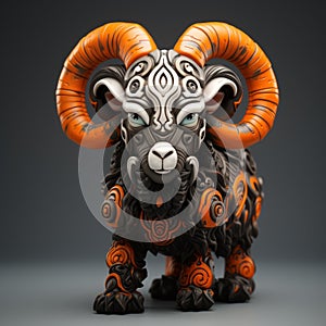 Intense 3d Animated Luddite Ram Art With Traditional Chinese And Celtic Influences
