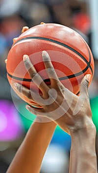 Intense basketball player reaching for rebound with determination, olympic sport concept