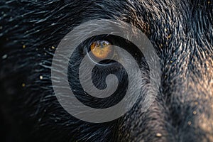 Intense Bear eye closeup. Generate Ai