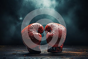 Intense boxing gloves battle, copyspace available