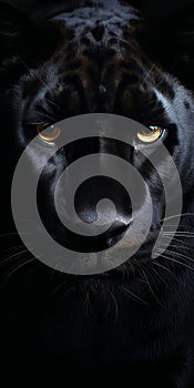 Intense Chiaroscuro Portrait Of A Black Panther For Mobile Lock Screen photo