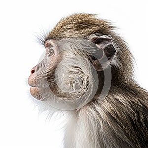 Intense Close-up Monkey Portrait On White Background