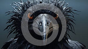 Intense Close-ups Of Crow Head: A Stunning 3d Rendering Illustration