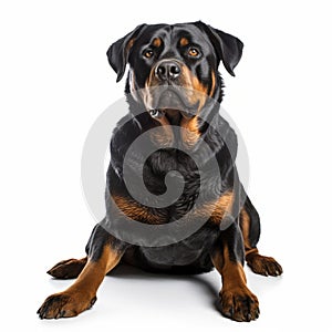 Intense Color Saturation: Bold Rottweiler Dog On White Background