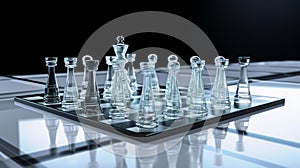 Intense Competition: Abstract Chess Game on Reflective Glass