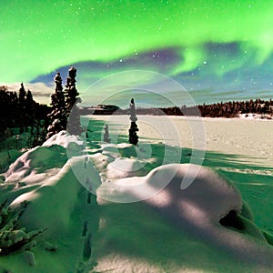 Intense display of Northern Lights Aurora borealis photo