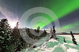 Intense display of Northern Lights Aurora borealis photo