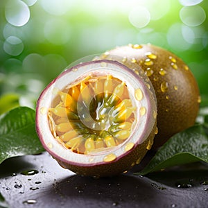 Intense And Dramatic Lighting Passion Fruit Photography On White Background