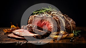 Intense And Dramatic Lighting: Roast Steak With Onion And Rosemary