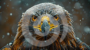 Intense eagle eyes, blurred background. photo