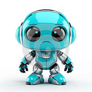 Intense Expression: Cute Blue Robot With Innovative Techniques