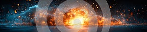 Intense Firestorm with Vibrant Sparks and Explosive Power photo