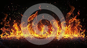 Intense Flames on Dark Background. AI generated