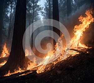 Foreboding Flames Amongst Trees