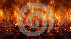Intense Flames on a Grill.AI generated image