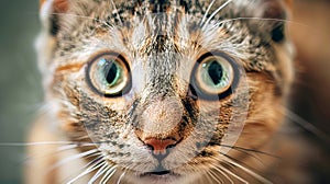 Intense gaze capturing cat s face close up, highlighting pets and lifestyle concept