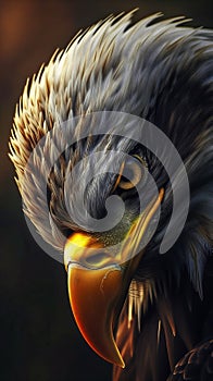 Intense Gaze: A Patriotic Eagle\'s Demonic Portrait in Stunning D