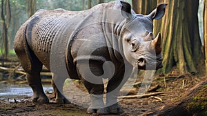 Intense Gaze: Photo-realistic Rhinoceros In Brazilian Zoo