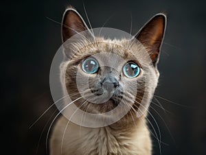 Intense Gaze of a Siamese Cat