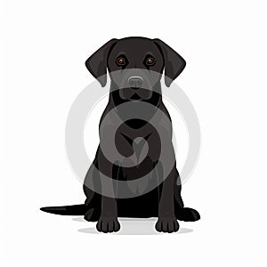 Intense Gaze: A Stylish Black Puppy Illustration On White Background