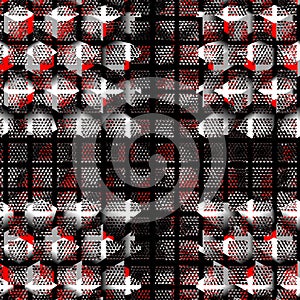 intense grid pattern with repeating red white and grey texture cube design