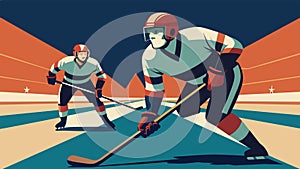 Intense Ice Hockey Players in Competitive Match Illustration