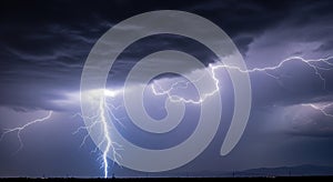 Intense Multiple Lightning Strikes in Dark Storm