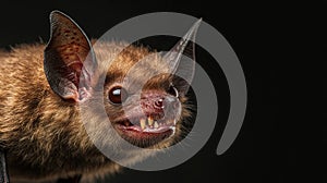 Intense Portrait of a Vampire Bat with Sharp Teeth