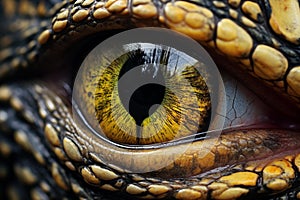 Intense Reptilian eye closeup. Generate Ai