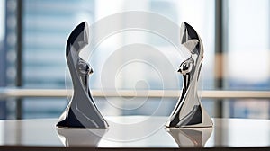 Intense Rivalry: Abstract Business Figures on Glass Desk photo