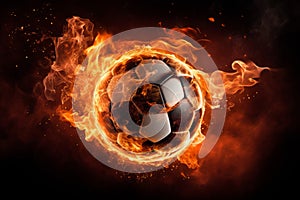 Intense Soccer ball flame. Generate Ai