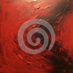 Intense Textured Acrylic Abstract Painting In Red And Black photo