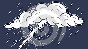 Thunderstorm Cloud with Rain and Lightning Weather Vector, vector design Generative AI